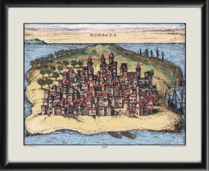 Mombasa Kenya 1572 Georg Braun & Frans Hogenberg