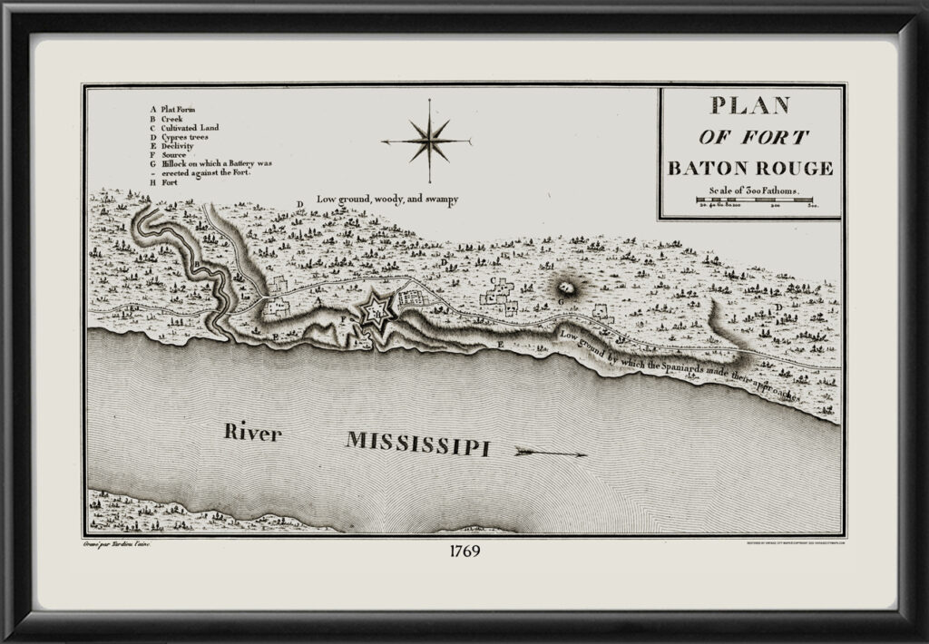 Baton Rouge LA 1769 - Restored Plan of the City