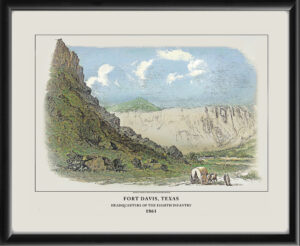 Restored bird's eye view of Fort Davis, Texas, 1861 from the original engraving published in Harper's Weekly.