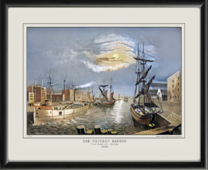 Chicago IL 1866 - Chicago Harbor from Rush St. Bridge