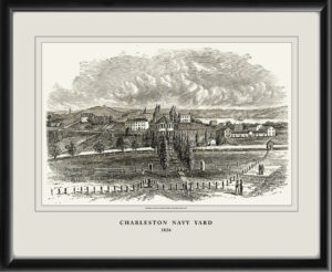 Charlestown Navy Yard - Boston MA 1826 showing Bunker Hill