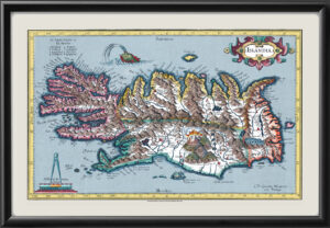 Iceland 1623 Gerard Mercator based on his original map of 1595
