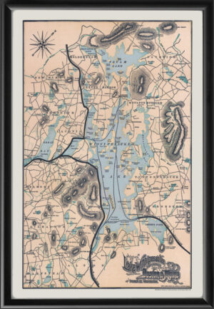 Lake Winnipesaukee NH 1903 including ferry and railroad lines