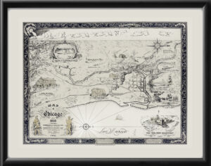 Chicago IL 1833 Pictorial Map