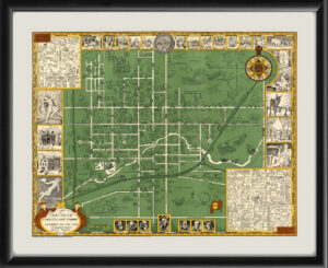 Oberlin College OH 1929 pictorial map of Oberlin College and town showing its life and traditions by Walter Knapp.