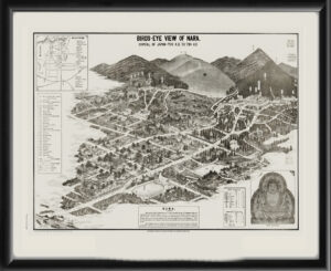 Nara, Capital of Japan 709 A.D. to 784 A.D. Drawn by Y. Shimidzu. 1868