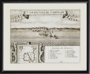 Campeche Mexico 1644 - View of St. Francisco de Campeche