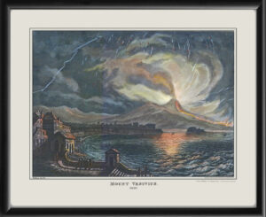 Naples Italy 1831 - Mount Vesuvius by William Smellie as viewed from across the Gulf of Naples