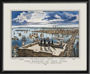 New York City NY 1883 - The Harbor of New York, From the Brooklyn Bridge Looking Southwest by Currier & Ives