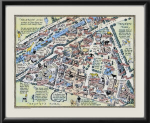 London Zoo 1947 J. P. Sayer Map of The Zoological Society's Gardens in Regents Park